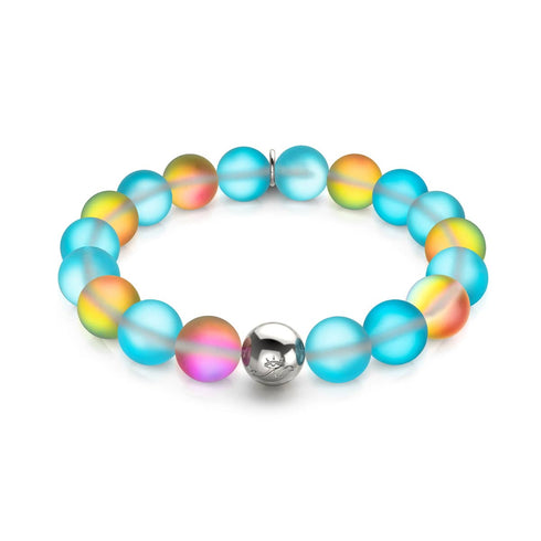 Limonade bleue | Argent | Bracelet de déclaration en verre sirène